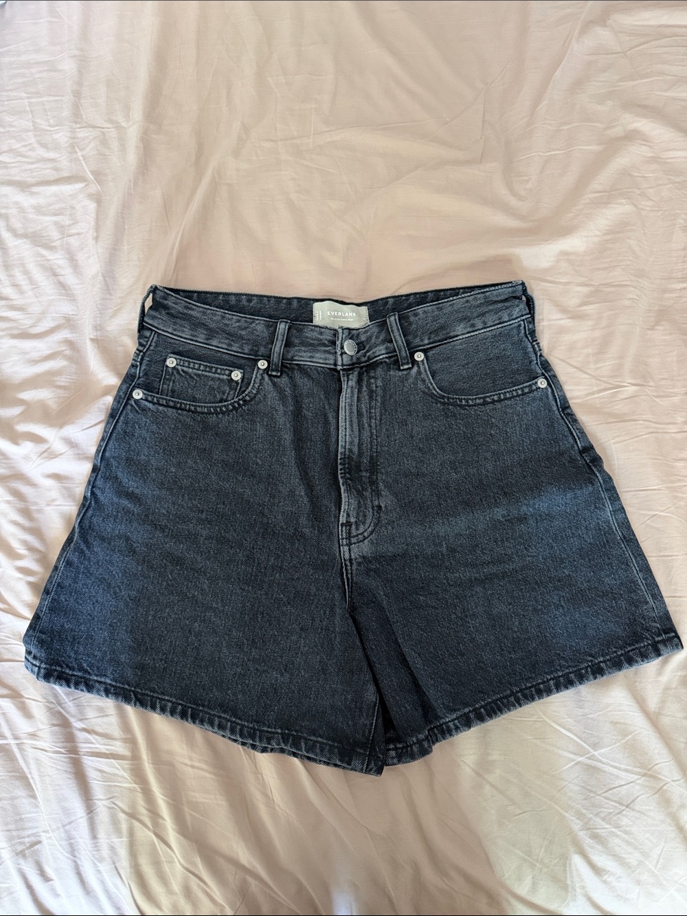 Everlane Black High-Rise A-Line Jean Shorts